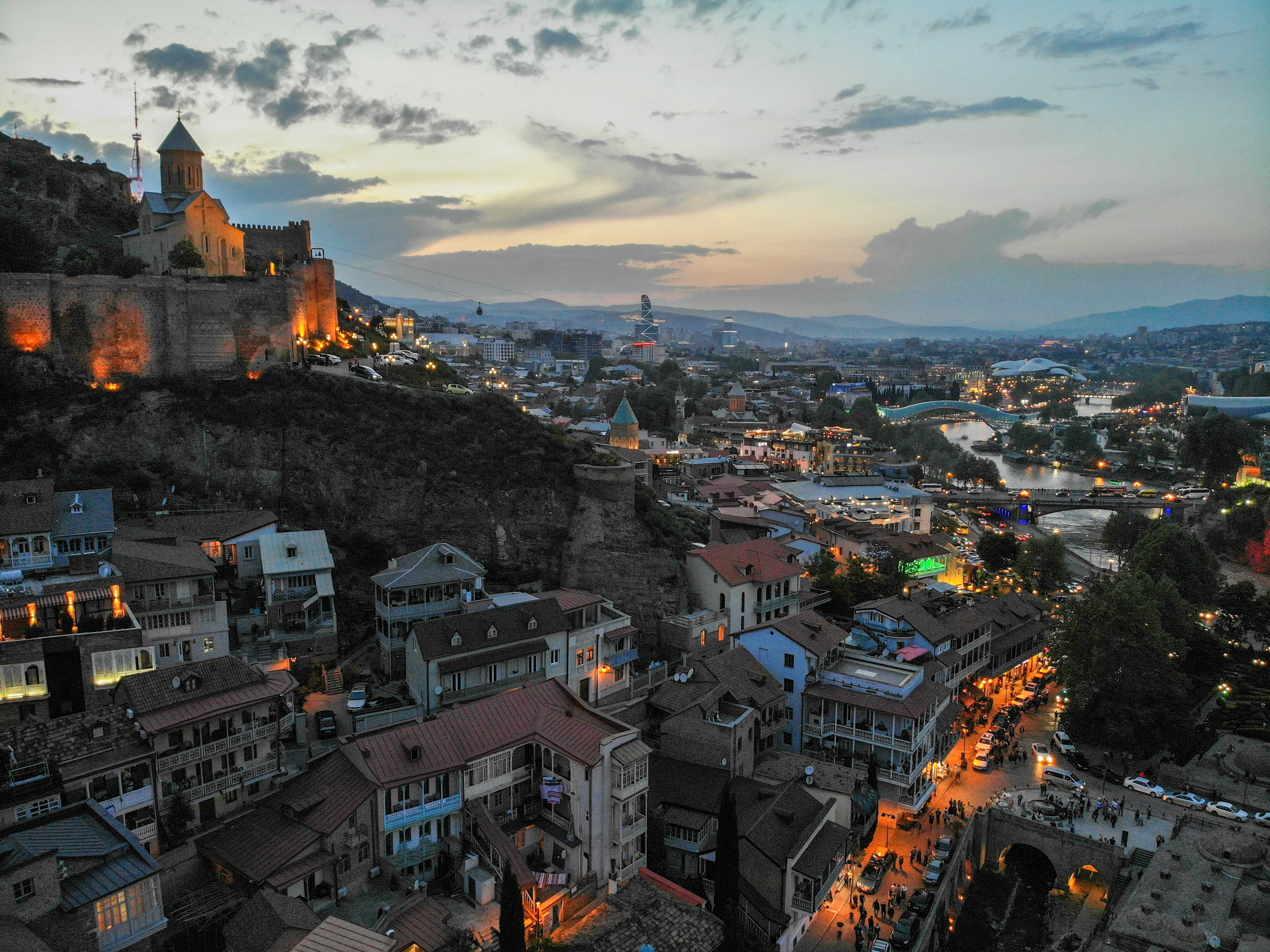 Tbilisi old town at sunset