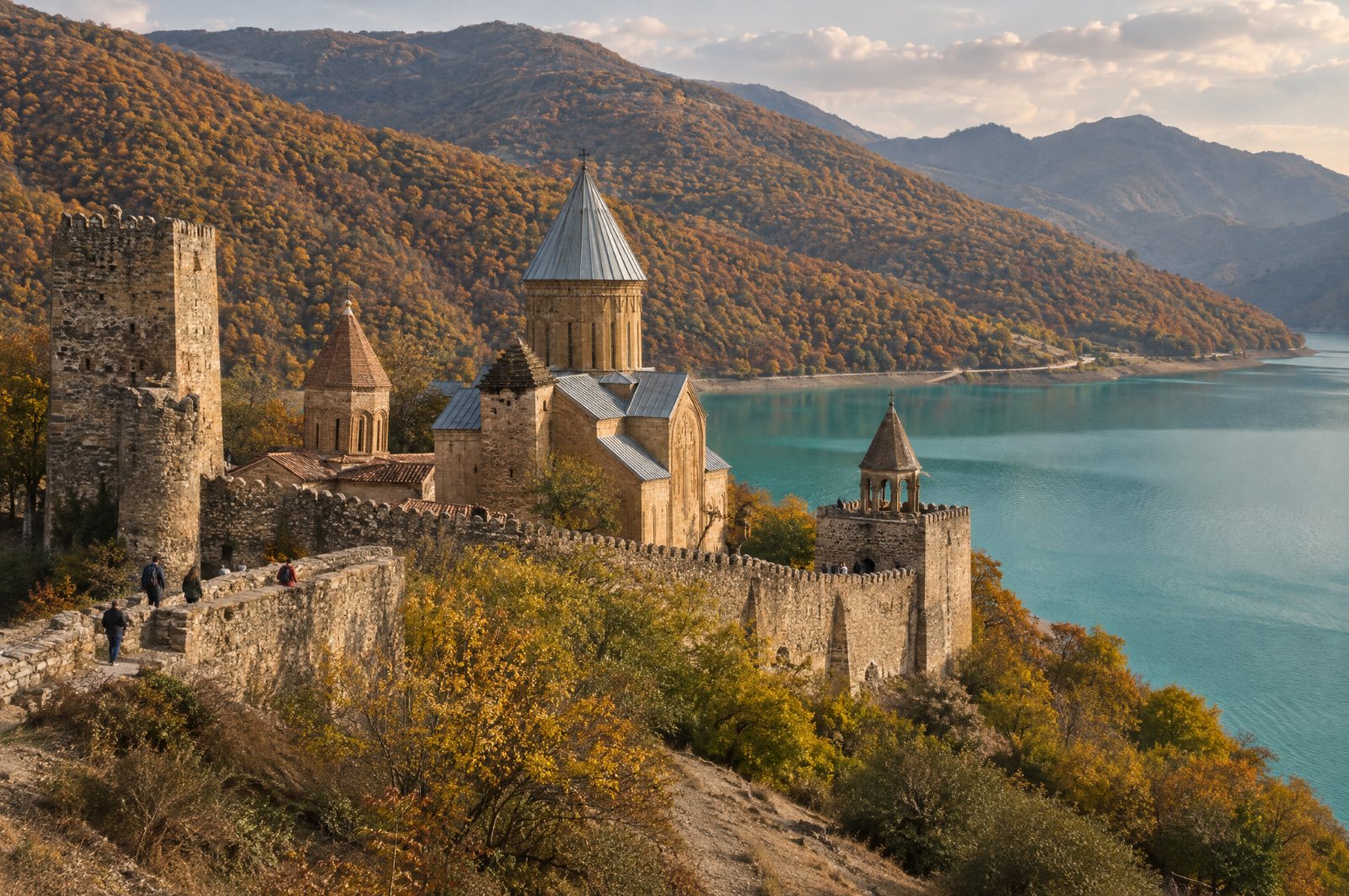 Ananuri fortress above the Zhinvali reservoir
