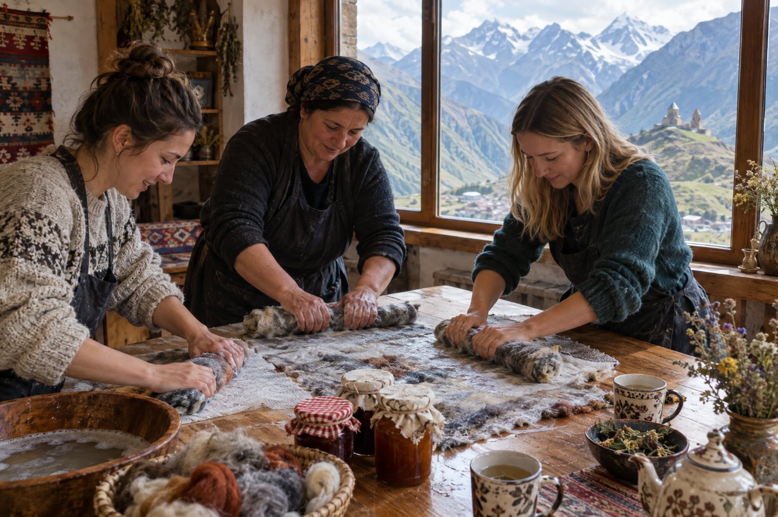 Felt-making masterclass in Stepantsminda