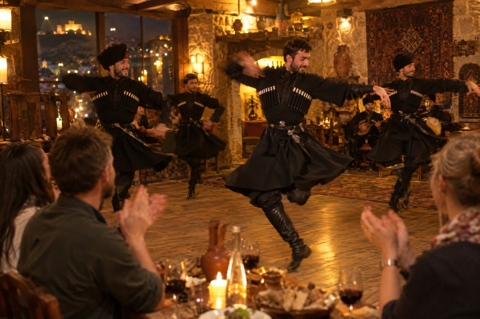 Georgian folk dancers at a welcome dinner in Tbilisi