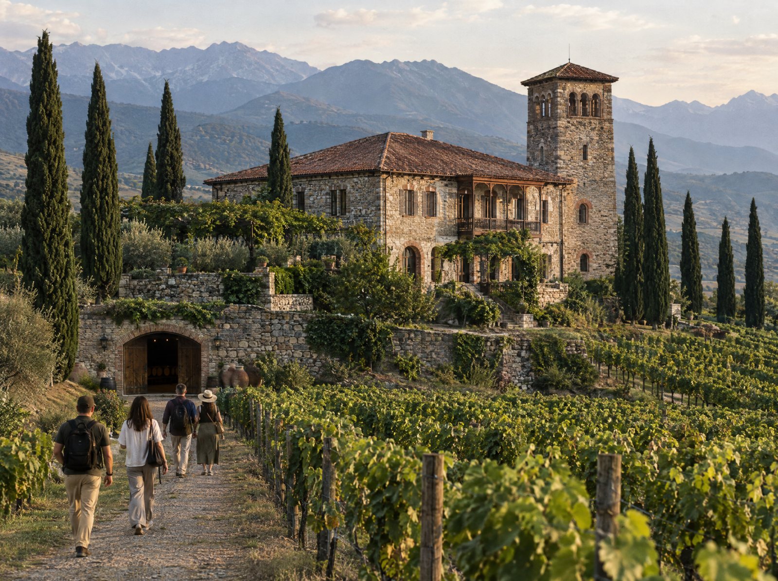 Historic wine estate among vineyards in Georgia