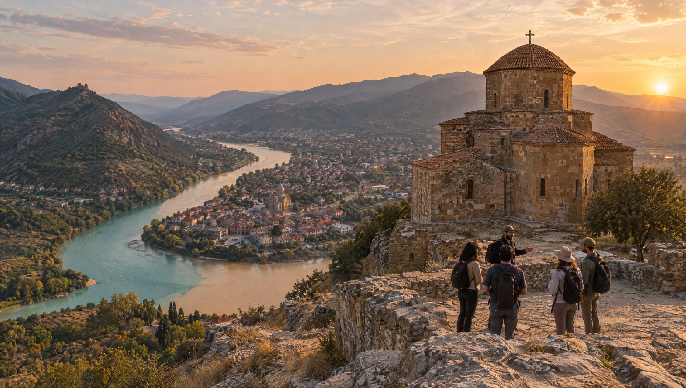 Jvari Monastery above Mtskheta and the river confluence