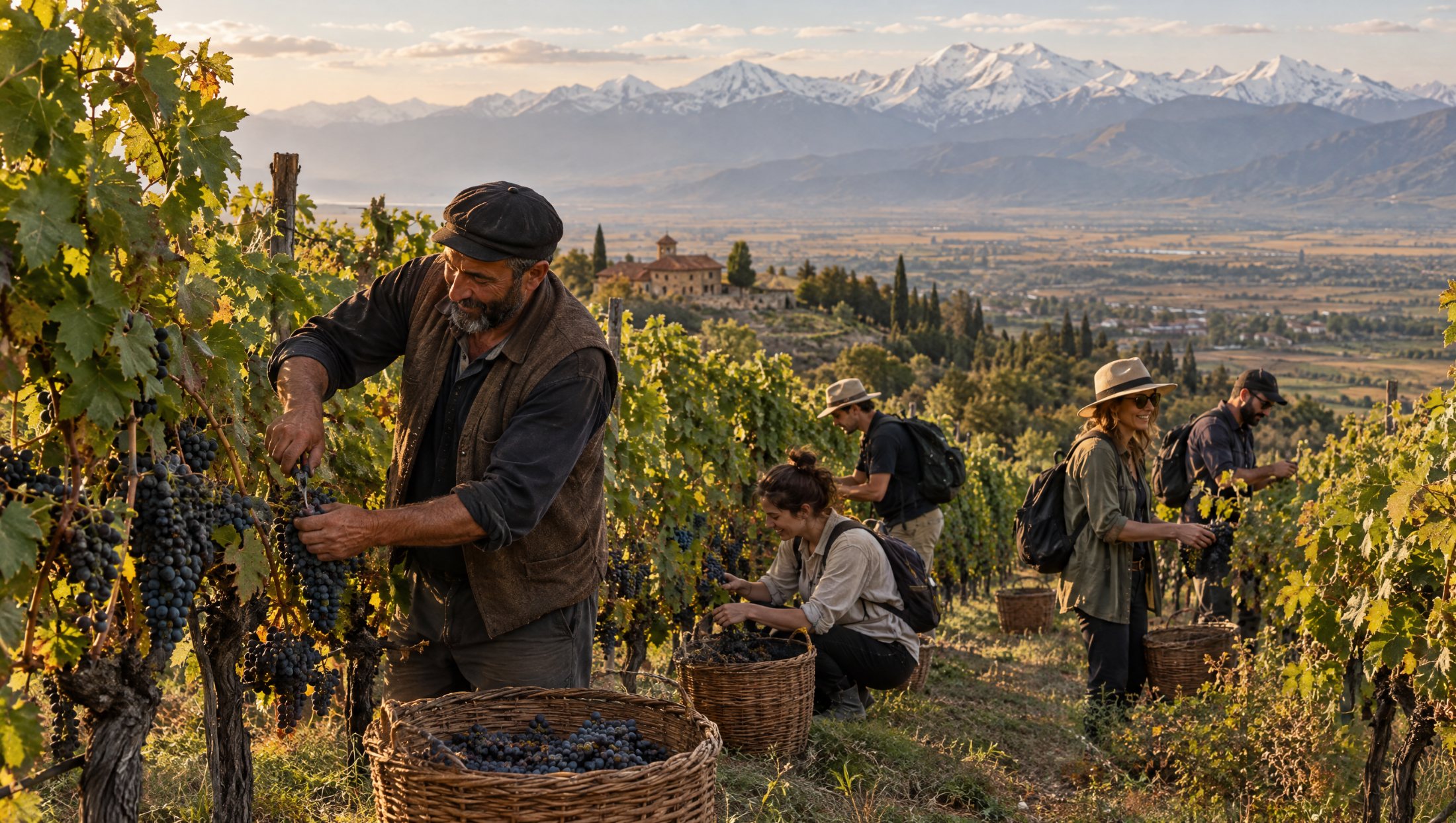 Grape harvest in a Kakheti family vineyard
