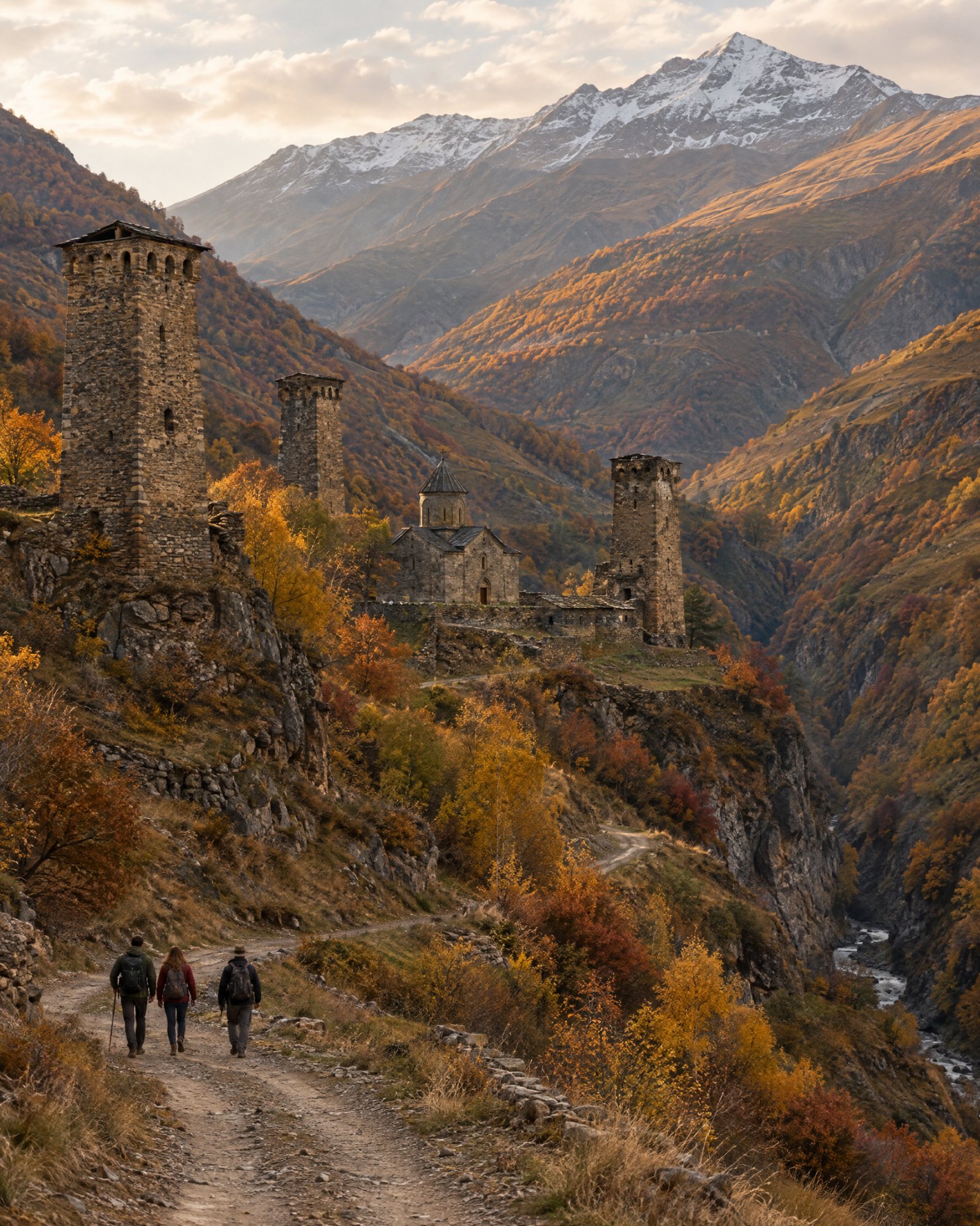 Medieval towers in the Khada Gorge
