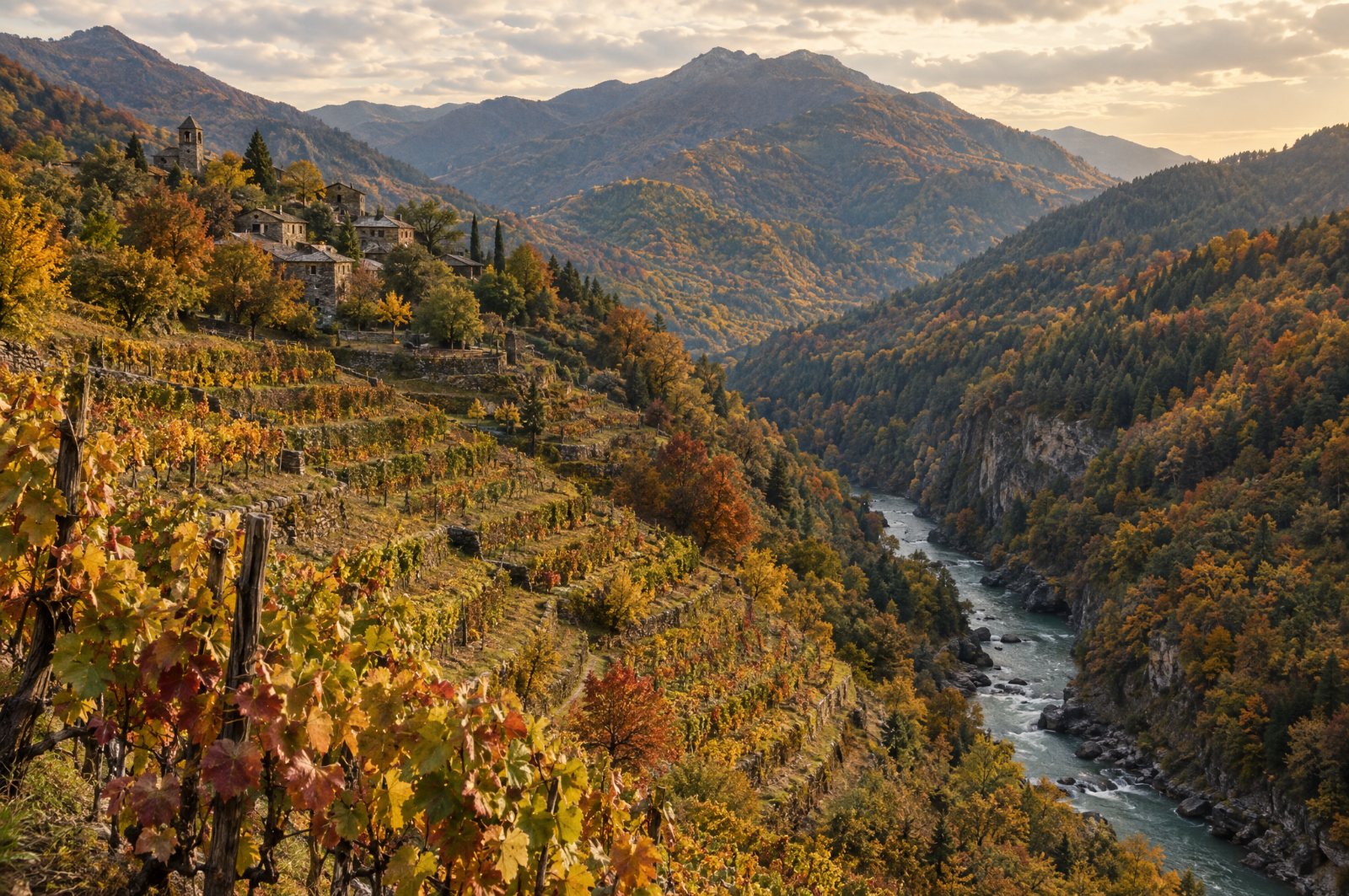 Terraced vineyards of Racha, home of Khvanchkara