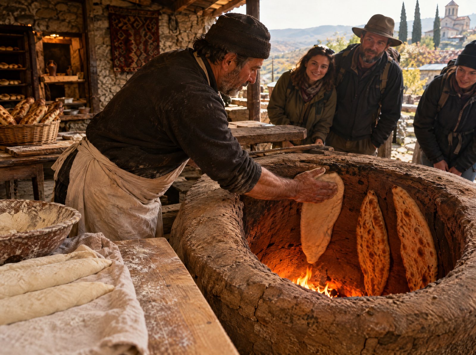 Baking shoti bread in a tone oven