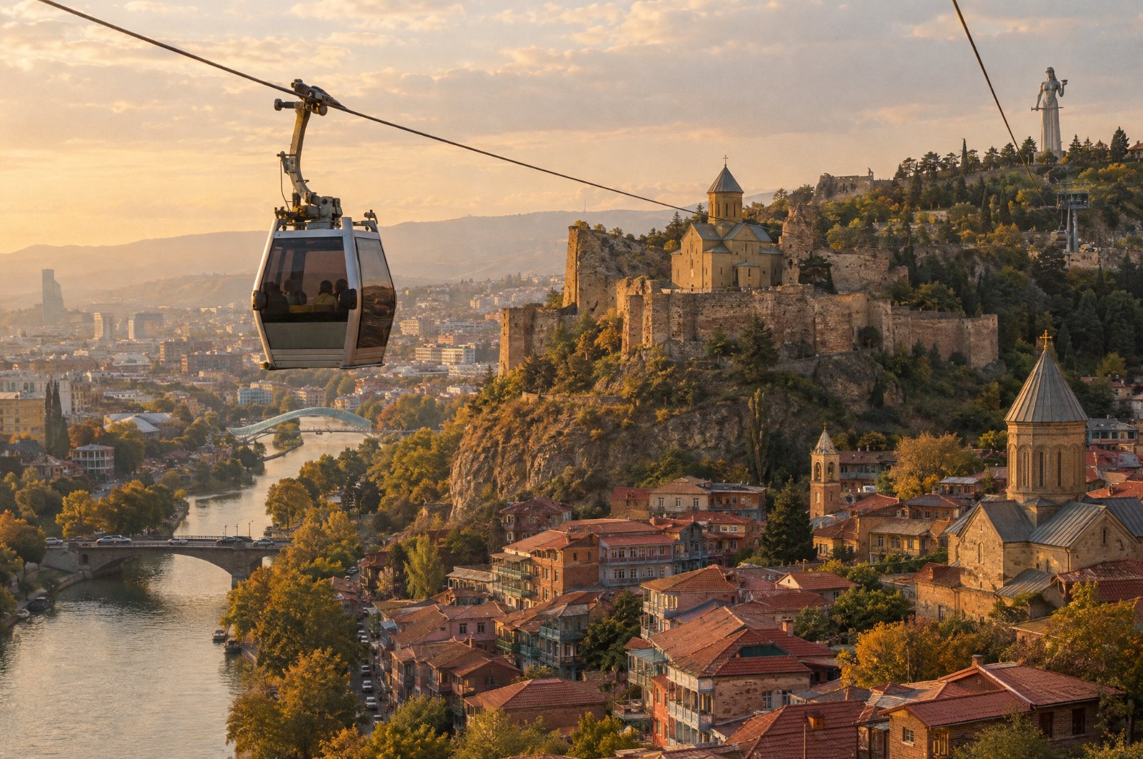 Cable car over Tbilisi old town to Narikala