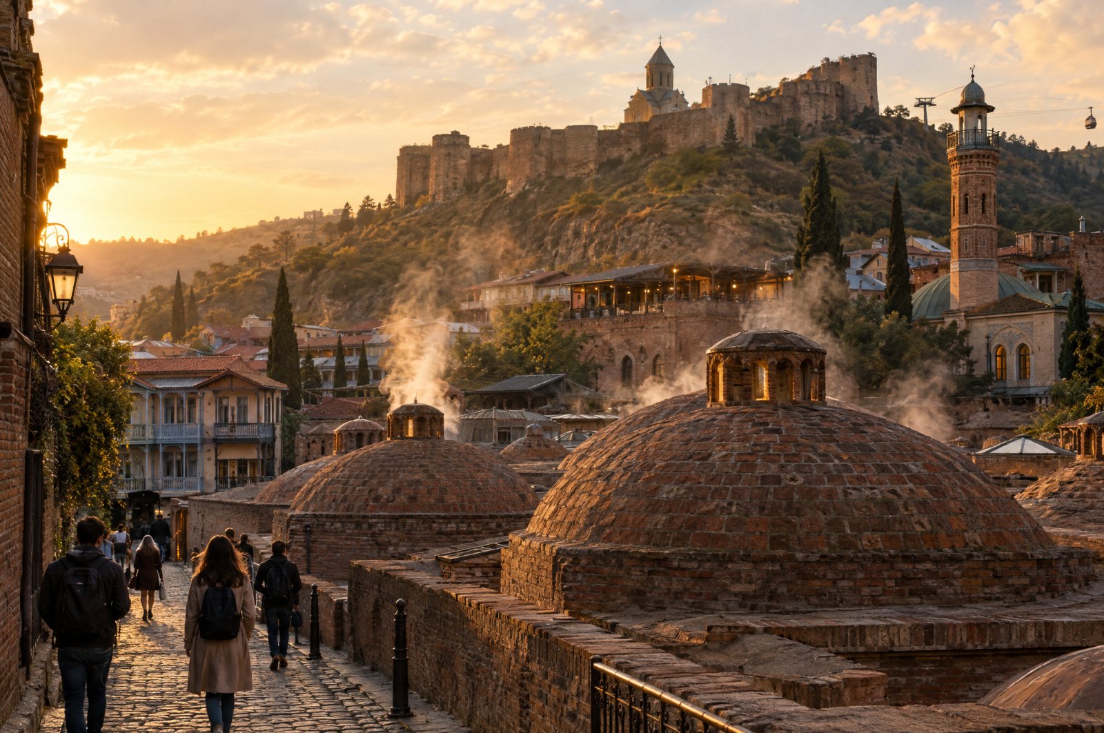 Abanotubani sulphur bath domes in Tbilisi old town